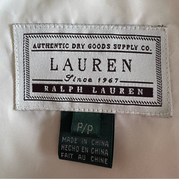 LRL Quilted Puffer Vest Cream Hooded Brown Faux Fur Full Zip Womens Small - Picture 6 of 12